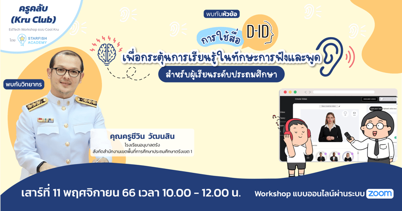 การใช้สื่อ D-ID เพื่อกระตุ้นการเรียนรู้ในทักษะการฟังและพูดสำหรับผู้เรียนระดับประถมศึกษา