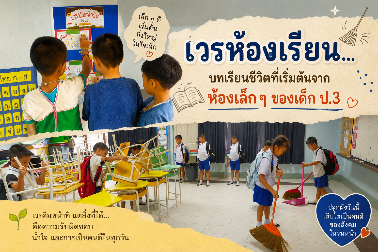 “เวรห้องเรียน…บทเรียนชีวิตที่เริ่มต้นจากห้องเล็ก ๆ ของเด็กชั้น ป.3”